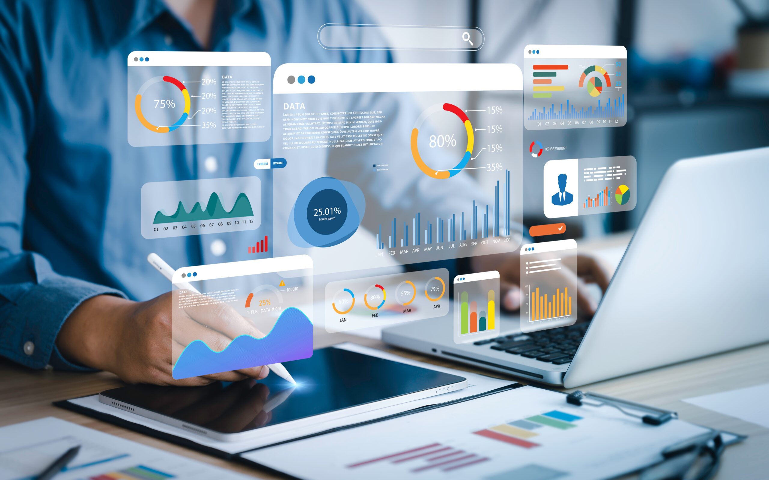 Market research analysis through graphics on a computer